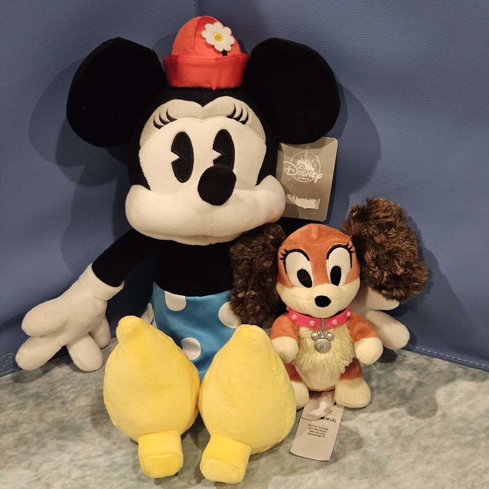 Disney Minnie Mouse Plush NWT w/ Fifi Dog Puppy Bundle Stuffed Animal